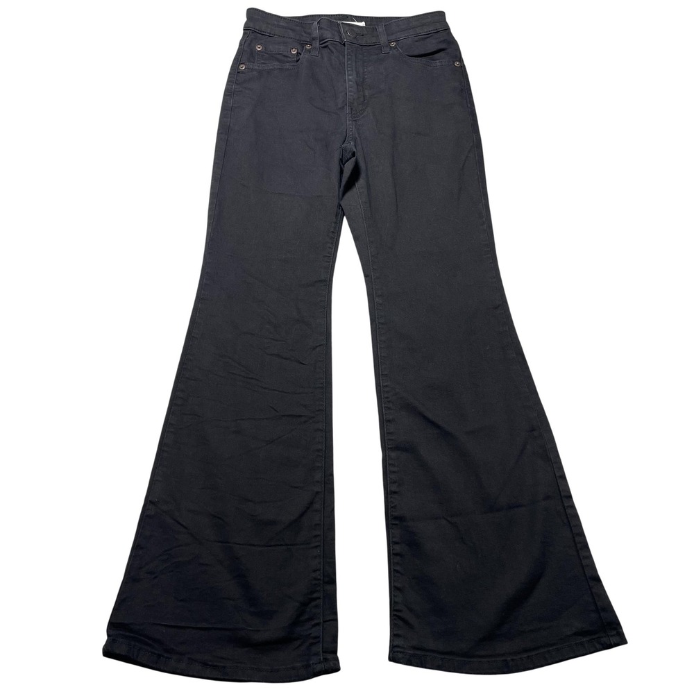 Levis 726 Flare Jeans Womens 28 Black Dark Wash High Rise Stretch Denim 28x30